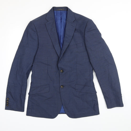 M&S Mens Blue Wool Jacket Blazer Size 36 Regular