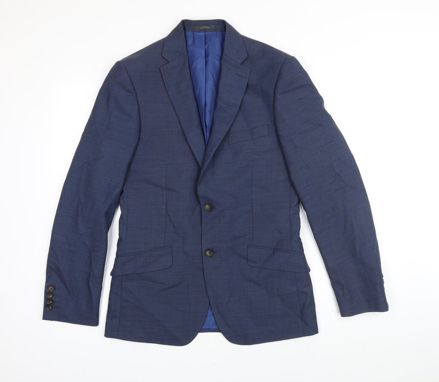 M&S Mens Blue Wool Jacket Blazer Size 36 Regular