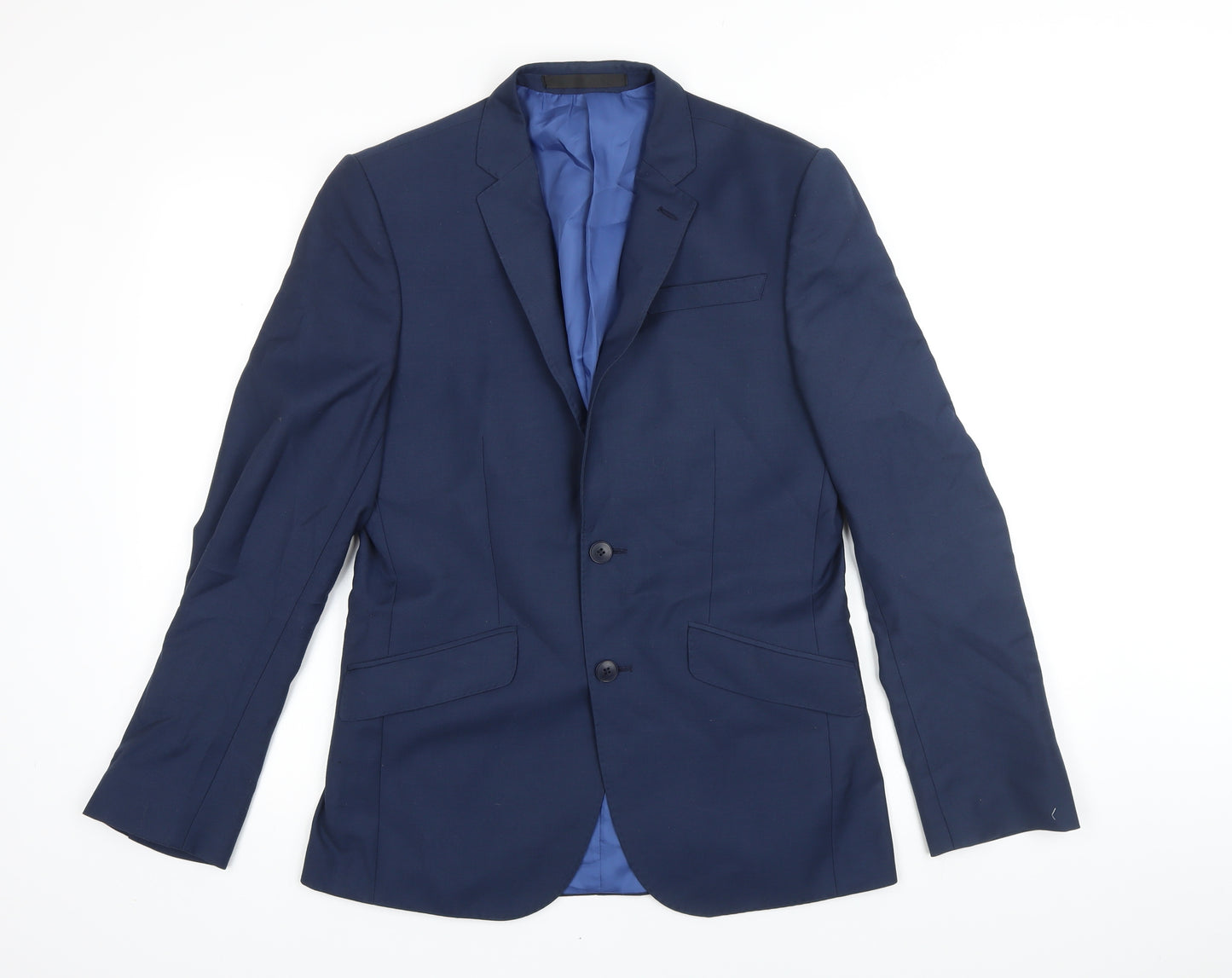 M&S Mens Blue Polyester Jacket Blazer Size 36 Regular