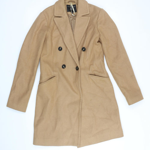 Dorothy Perkins Womens Beige Overcoat Coat Size 6 Button