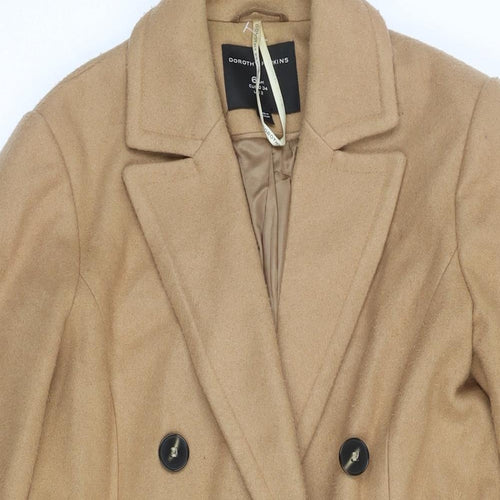 Dorothy Perkins Womens Beige Overcoat Coat Size 6 Button