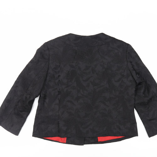 Marks and Spencer Womens Black Floral Jacket Blazer Size 12 Snap