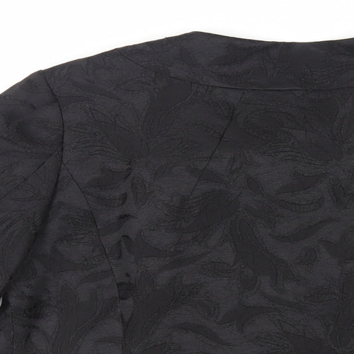 Marks and Spencer Womens Black Floral Jacket Blazer Size 12 Snap