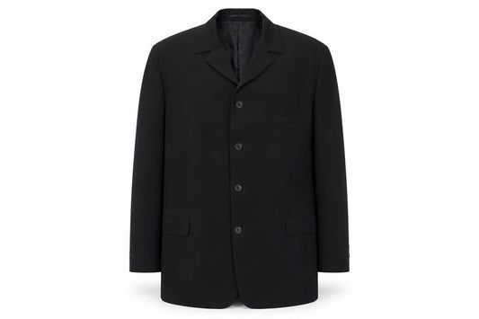 Front view of Wilson men’s black polyester jacket suit jacket, size 46, regular