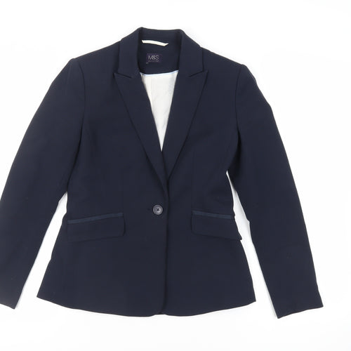 Marks and Spencer Womens Blue Jacket Blazer Size 8 Button