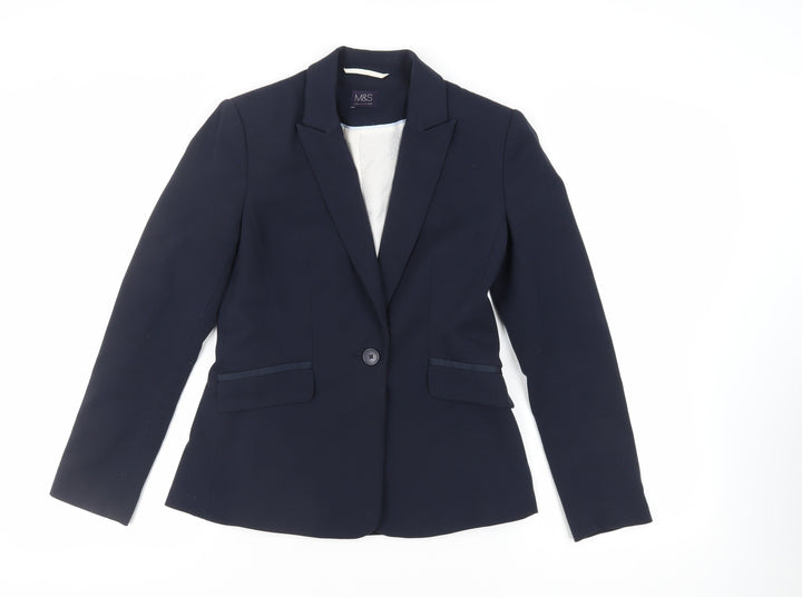 Marks and Spencer Womens Blue Jacket Blazer Size 8 Button