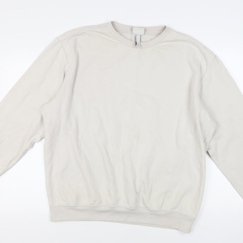 H&M Mens Ivory Cotton Pullover Sweatshirt Size L