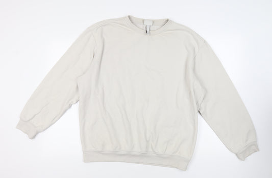 H&M Mens Ivory Cotton Pullover Sweatshirt Size L