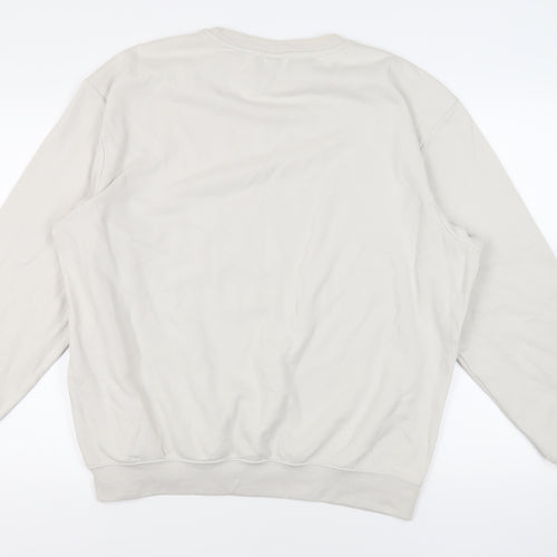 H&M Mens Ivory Cotton Pullover Sweatshirt Size L