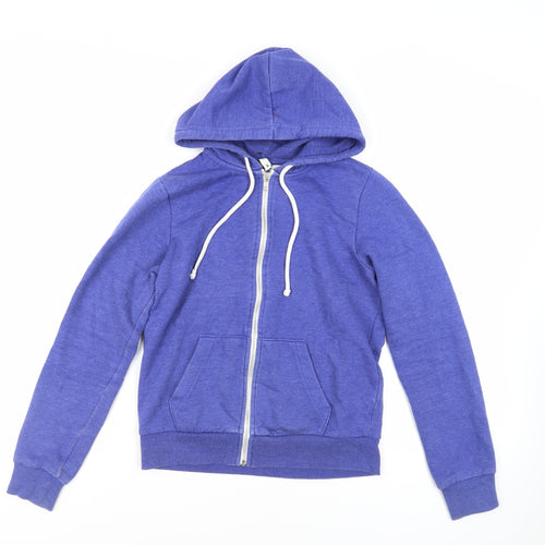 H&M Womens Blue Cotton Full Zip Hoodie Size S Zip - Pockets