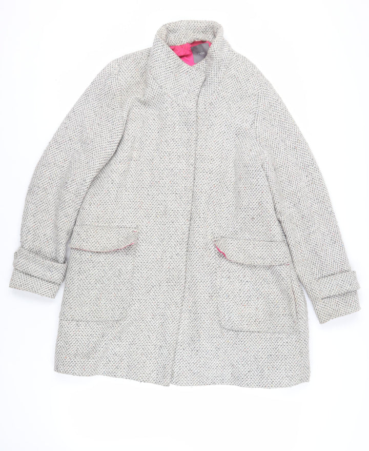 NEXT Womens Grey Overcoat Coat Size 16 Snap
