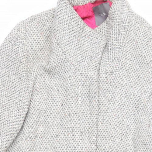 NEXT Womens Grey Overcoat Coat Size 16 Snap