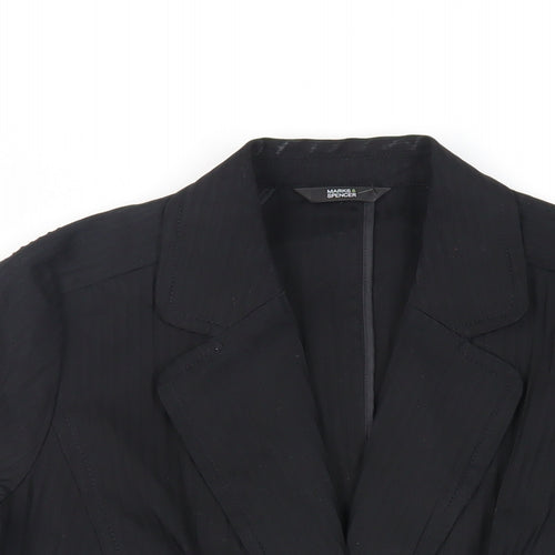 Marks and Spencer Womens Black Striped Jacket Blazer Size 16 Button