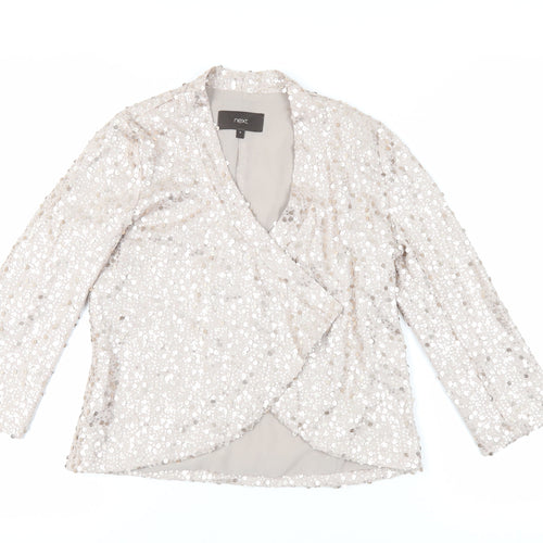 NEXT Womens Beige Jacket Blazer Size 8 - Sequin