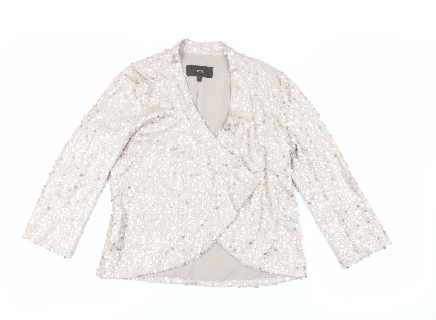 NEXT Womens Beige Jacket Blazer Size 8 - Sequin