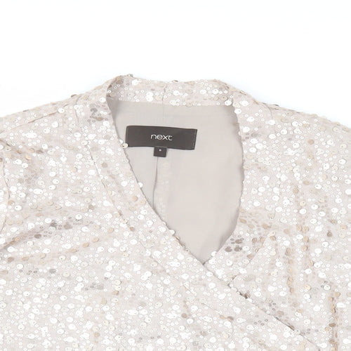 NEXT Womens Beige Jacket Blazer Size 8 - Sequin