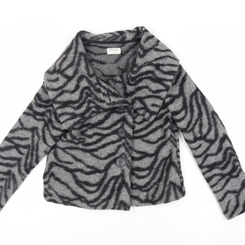 Kaliko Womens Grey Animal Print Jacket Size 14 Button