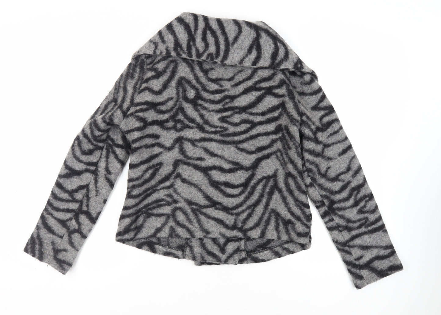 Kaliko Womens Grey Animal Print Jacket Size 14 Button