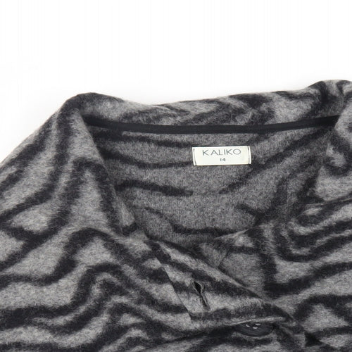 Kaliko Womens Grey Animal Print Jacket Size 14 Button