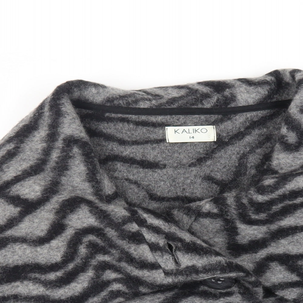 Kaliko Womens Grey Animal Print Jacket Size 14 Button