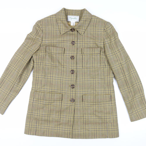 Cyrillus Womens Yellow Plaid Jacket Blazer Size 12 Button