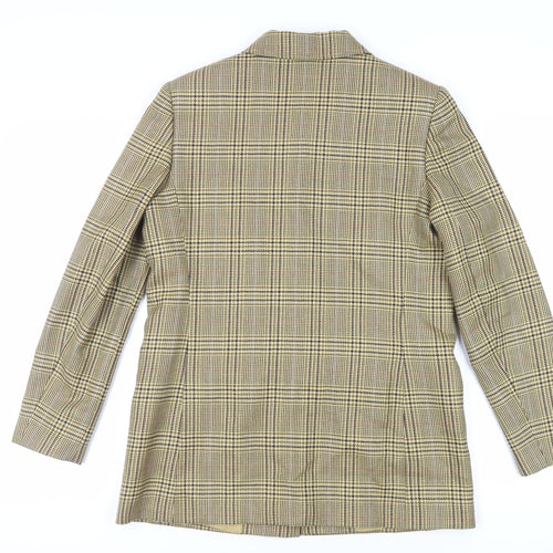 Cyrillus Womens Yellow Plaid Jacket Blazer Size 12 Button