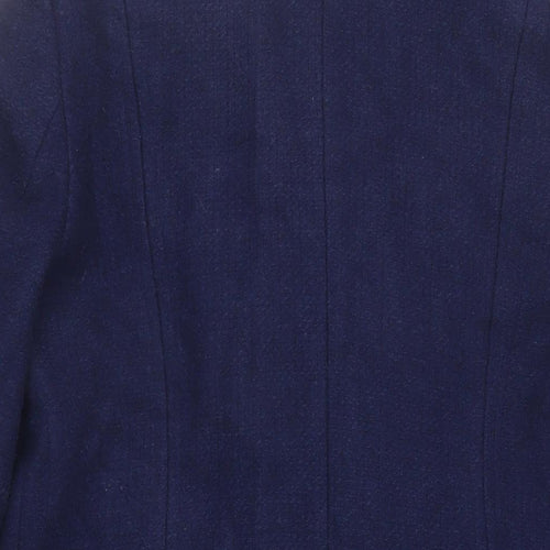 Oasis Womens Blue Pea Coat Coat Size L Button