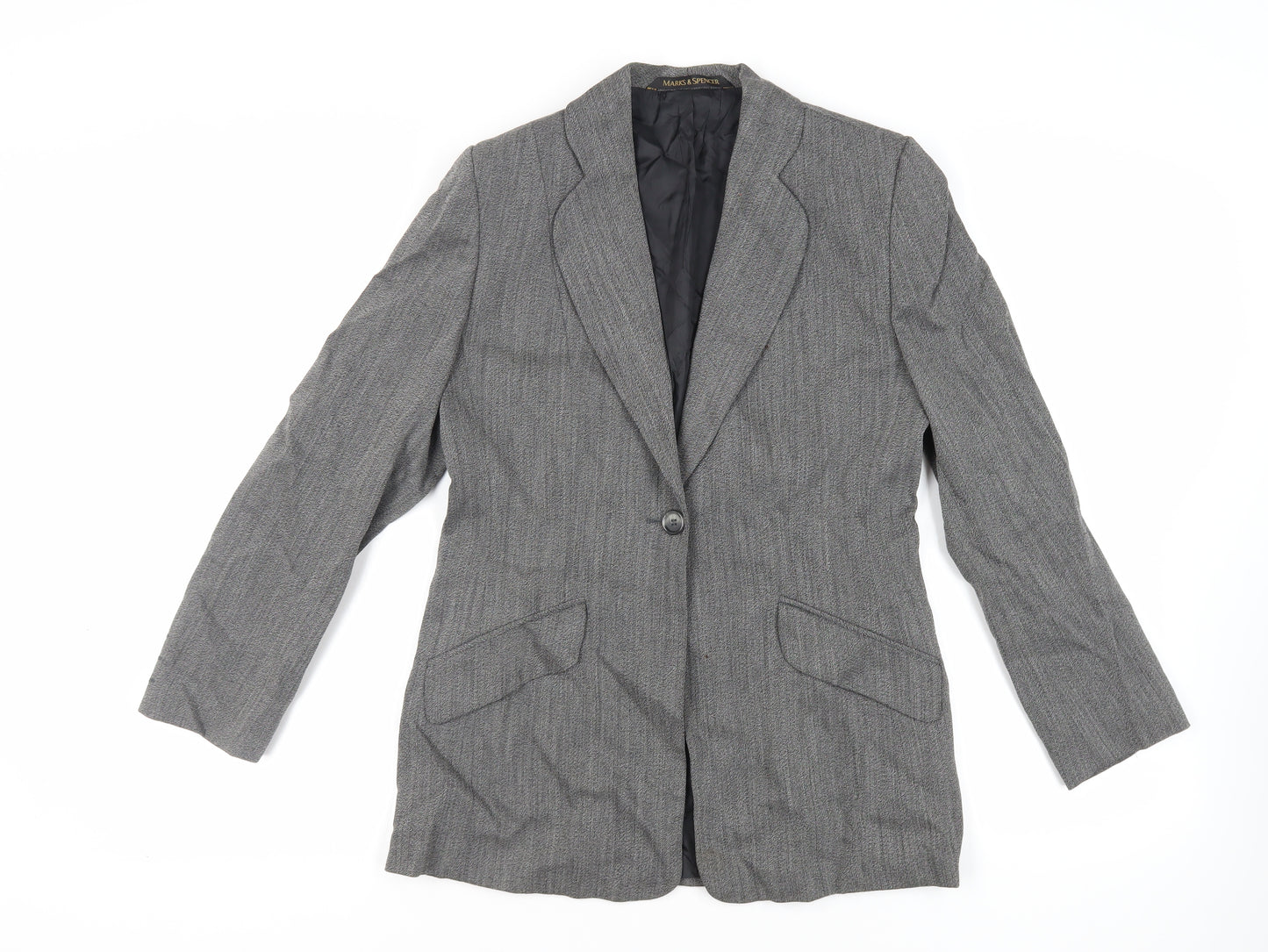 Marks and Spencer Womens Grey Jacket Blazer Size 10 Button