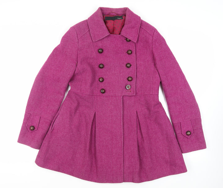 NEXT Womens Pink Pea Coat Coat Size 12 Button