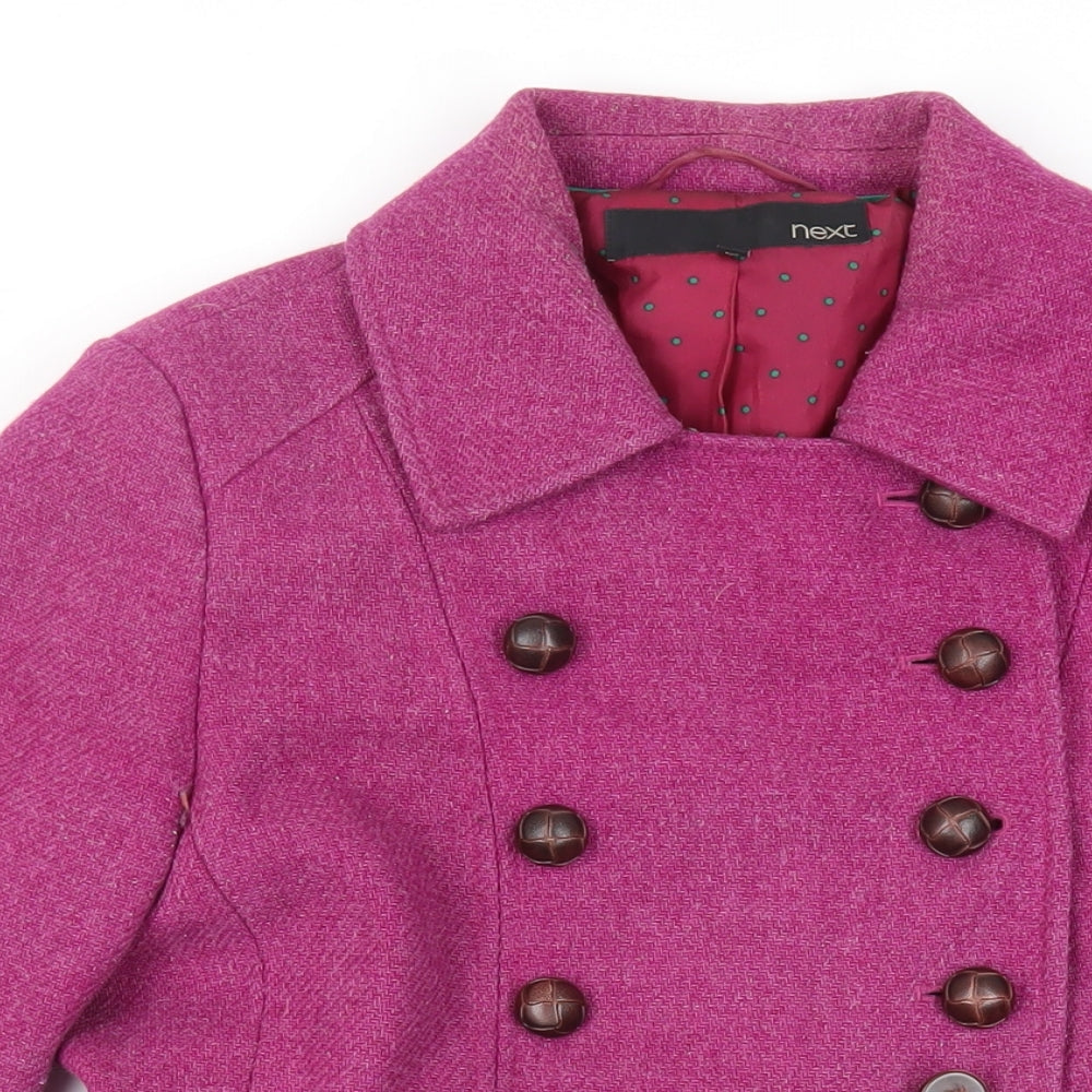 NEXT Womens Pink Pea Coat Coat Size 12 Button