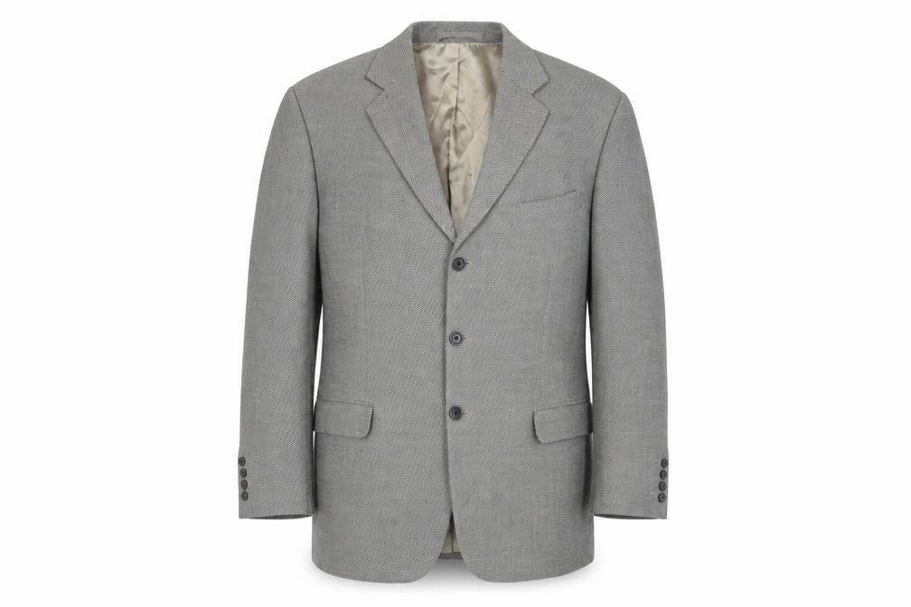 Front view of Marks & Spencer men’s grey wool jacket suit jacket, size 44, regular