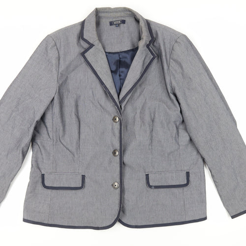 Maine New England Womens Blue Striped Jacket Blazer Size 20 Button