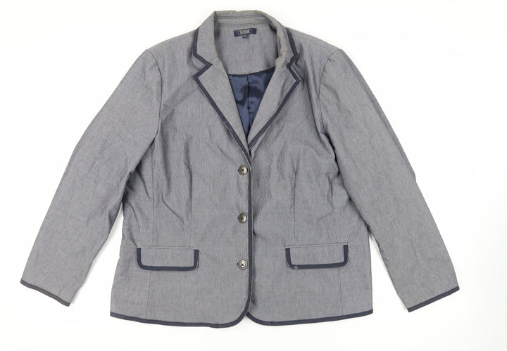 Maine New England Womens Blue Striped Jacket Blazer Size 20 Button