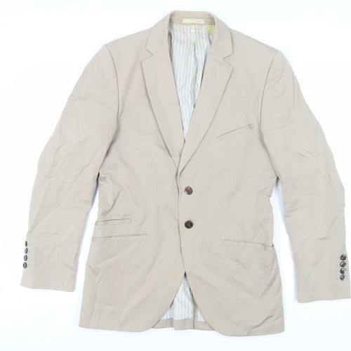 Zara Mens Beige Cotton Jacket Blazer Size 38 Regular