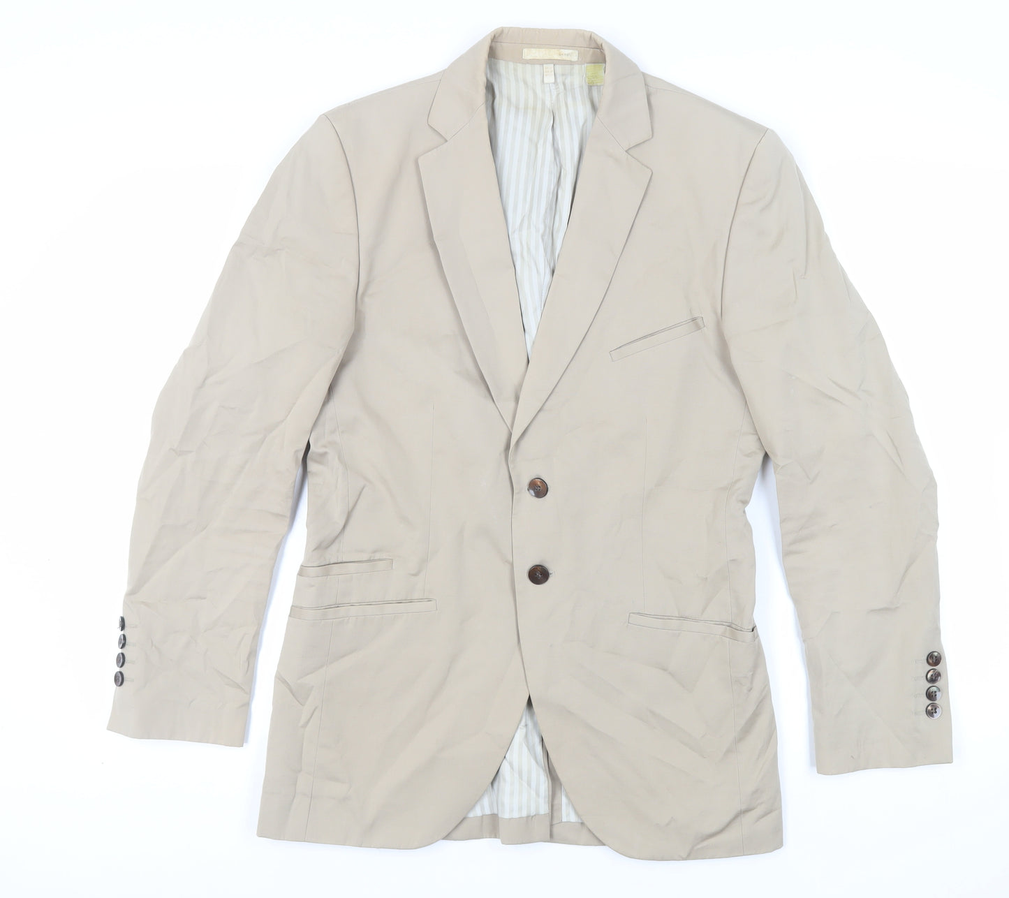 Zara Mens Beige Cotton Jacket Blazer Size 38 Regular