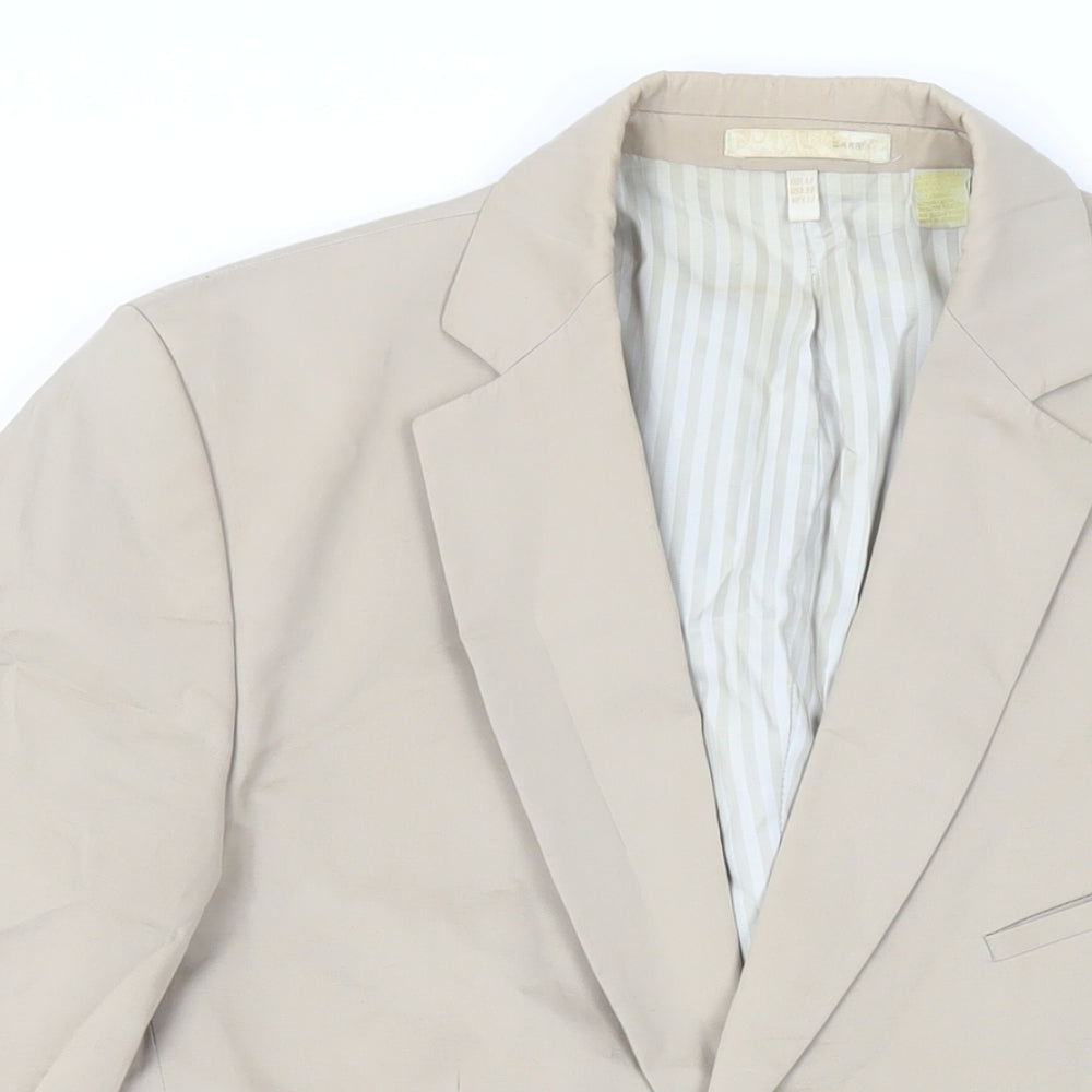 Zara Mens Beige Cotton Jacket Blazer Size 38 Regular