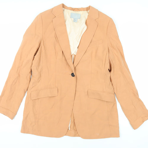 H&M Womens Pink Jacket Blazer Size 14 Button