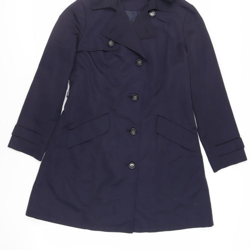 Marks and Spencer Womens Blue Pea Coat Coat Size 12 Button