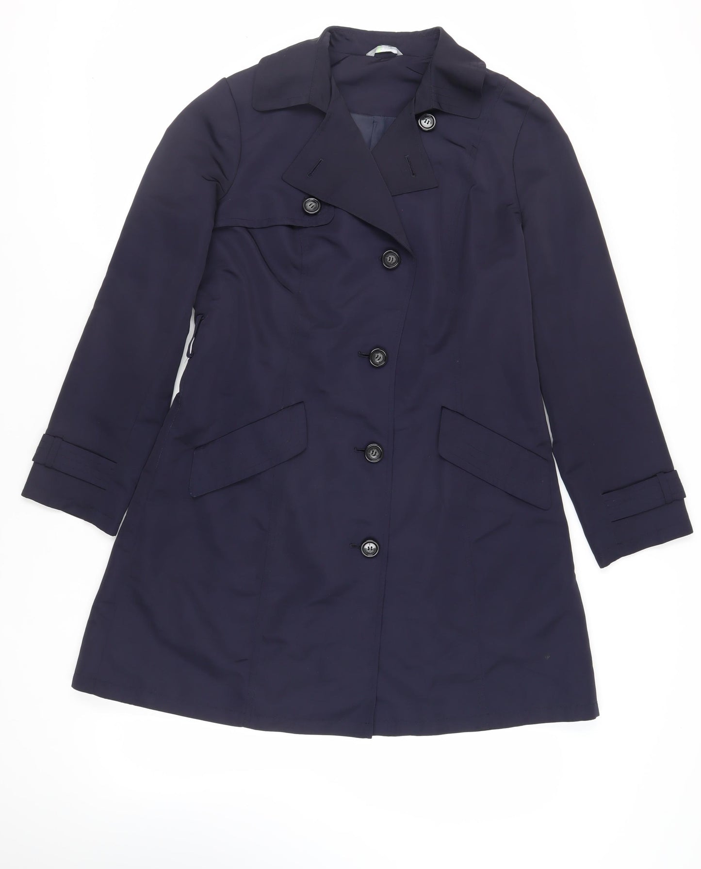 Marks and Spencer Womens Blue Pea Coat Coat Size 12 Button