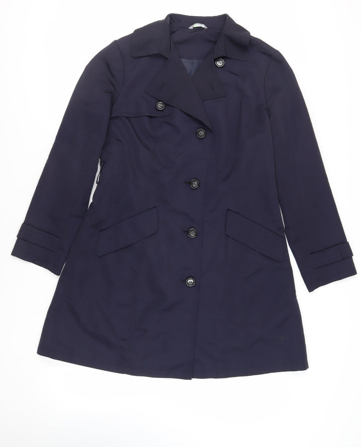 Marks and Spencer Womens Blue Pea Coat Coat Size 12 Button
