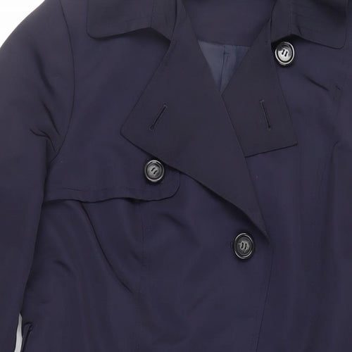 Marks and Spencer Womens Blue Pea Coat Coat Size 12 Button