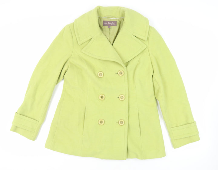 Marks and Spencer Womens Green Pea Coat Coat Size 14 Button