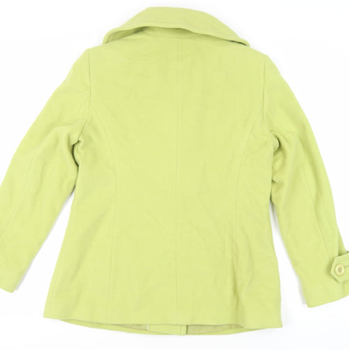 Marks and Spencer Womens Green Pea Coat Coat Size 14 Button