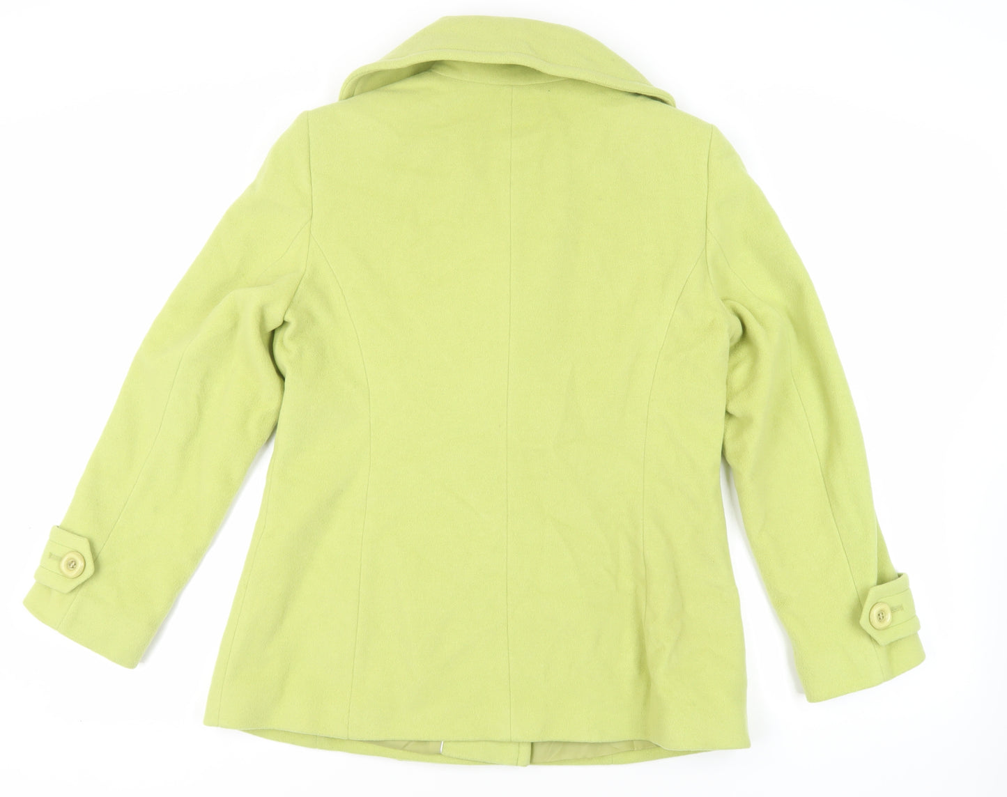 Marks and Spencer Womens Green Pea Coat Coat Size 14 Button