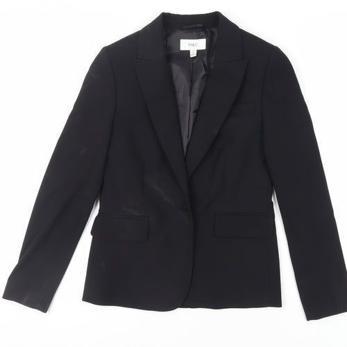 Marks and Spencer Womens Black Jacket Blazer Size 6 Button