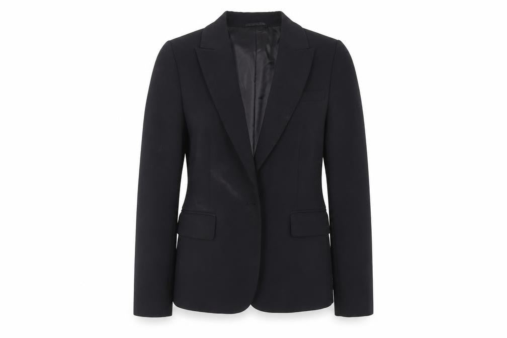 Front view of Marks & Spencer women’s black jacket blazer, size UK 6, button