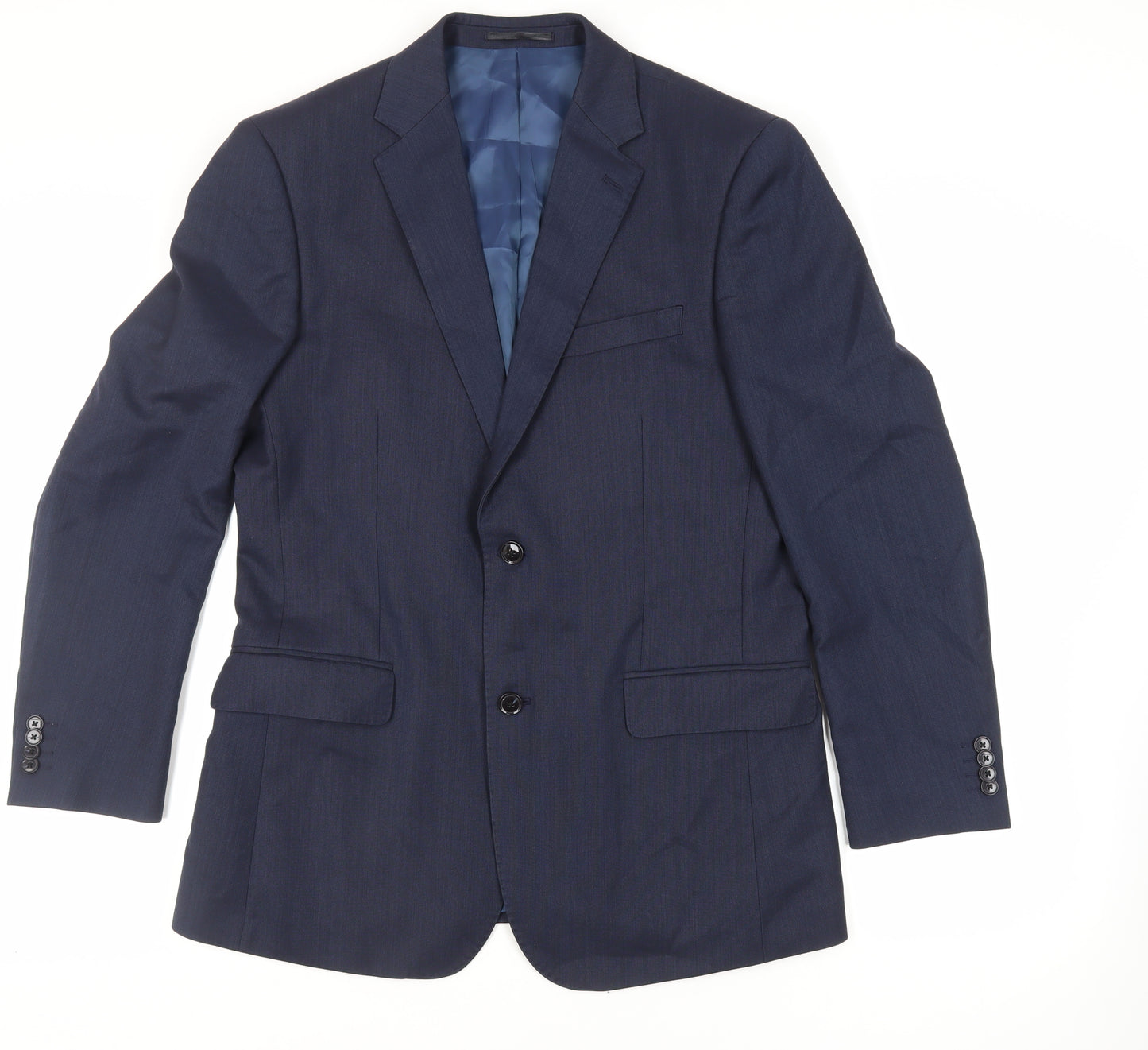 T.M.Lewin Mens Blue Wool Jacket Suit Jacket Size 40 Regular