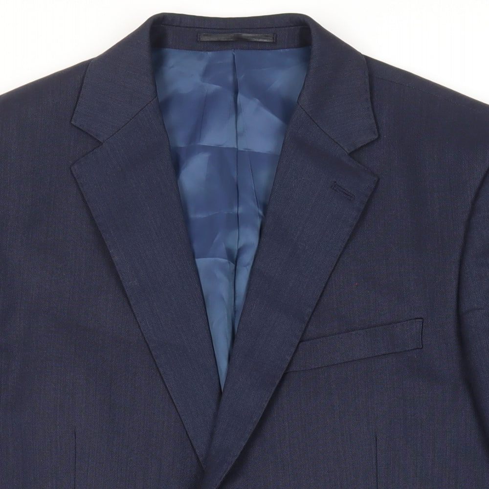 T.M.Lewin Mens Blue Wool Jacket Suit Jacket Size 40 Regular