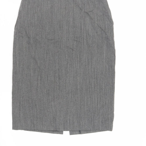 Marks and Spencer Womens Grey Wool Straight & Pencil Skirt Size 12 Zip - Lined