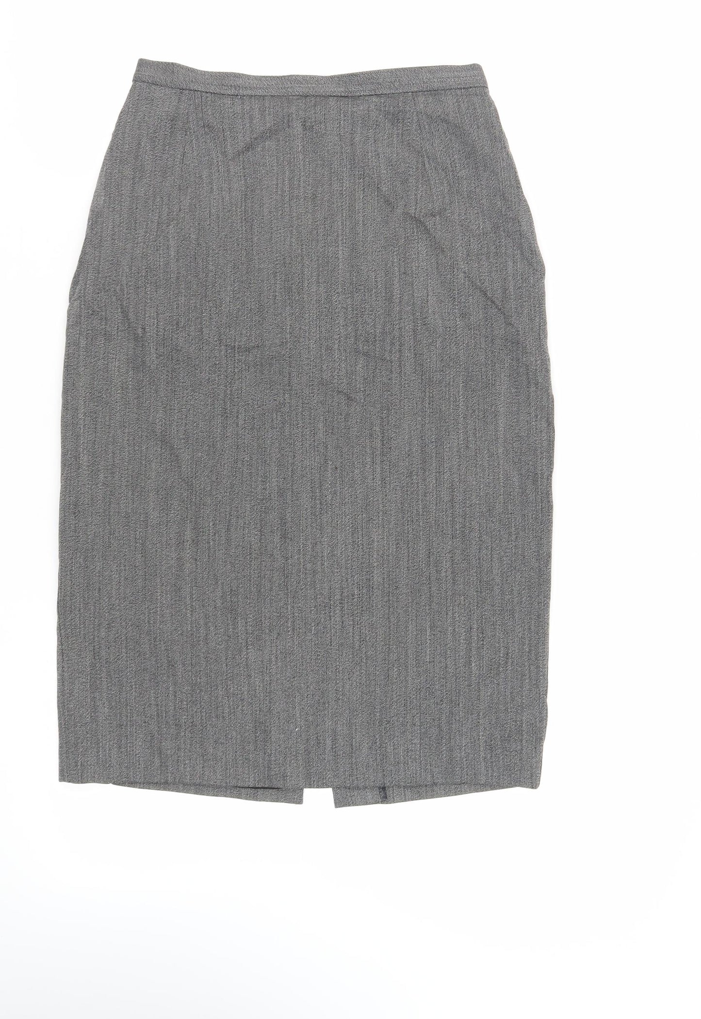 Marks and Spencer Womens Grey Wool Straight & Pencil Skirt Size 12 Zip - Lined